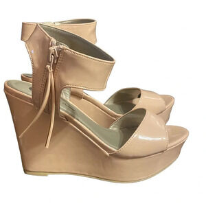 MICHAEL ANTONIO PATENT NUDE WEDGES